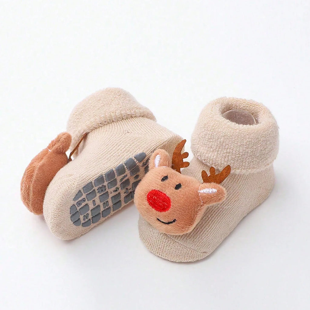 Cute Elk Santa Claus Doll Knitted Baby Socks Newborn Toddler Soft Snowman Warm Floor Socks Girls Infant Boys Mid Socks New