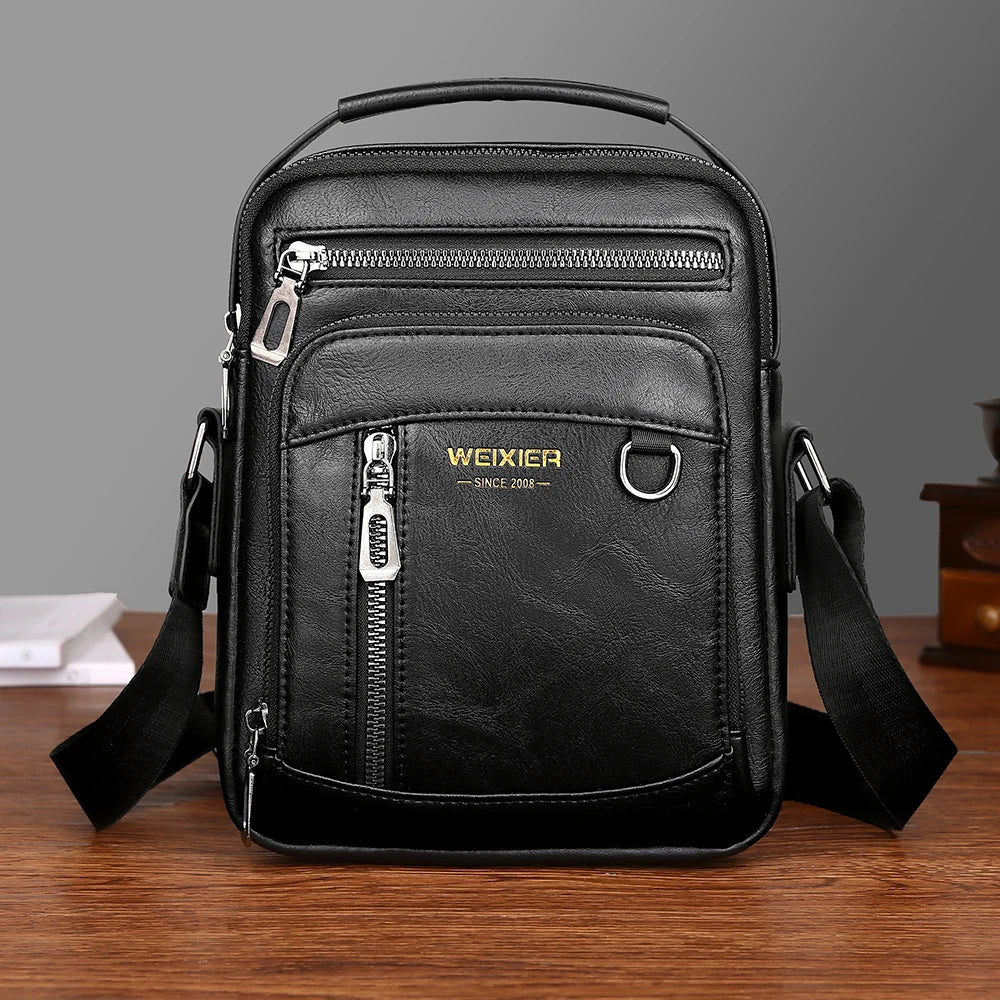 Brand Men Shoulder Bag for 9.7"iPad Men PU Leather Men Crossbody Bags Business Male Solid Messenger Bag Travel Bag Men's Handbag