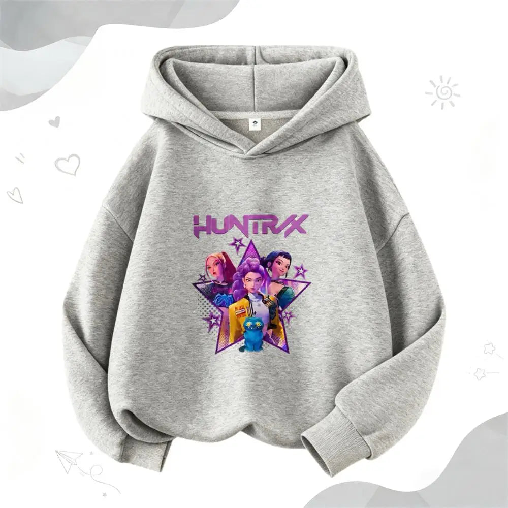 Cartoon Hooded Tops For Girls Child New Fashion Casual Clothing Lovely Simple Hoodies Long Sleeve Popular Spring Autumn Wear
