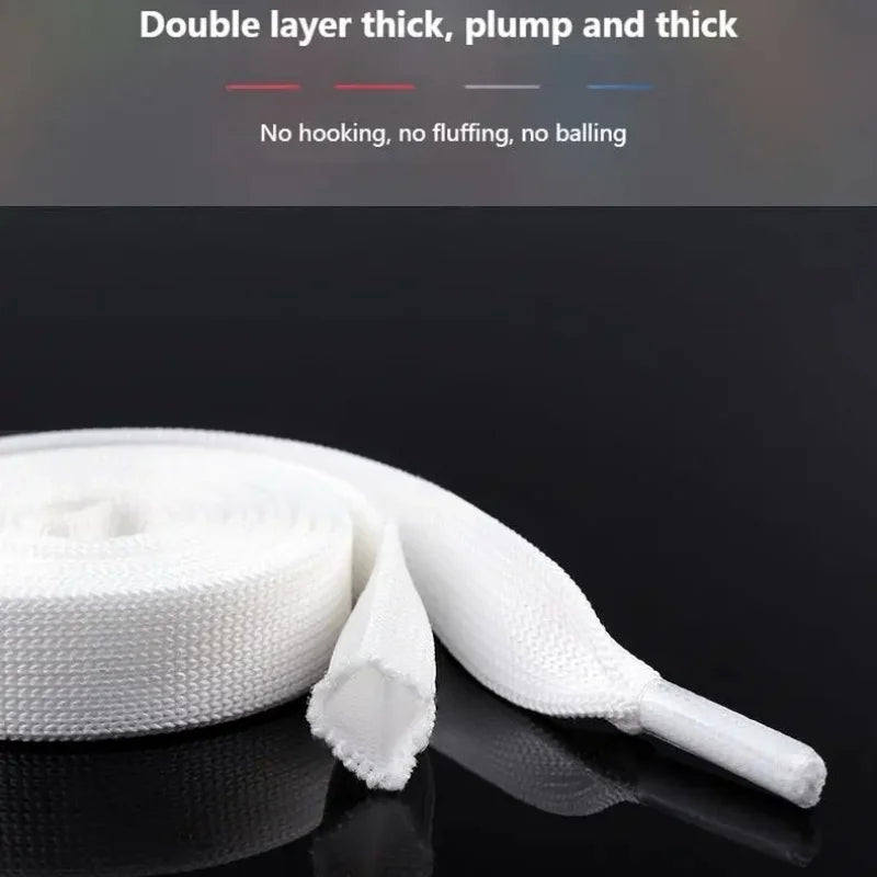 2 Pairs Black White Shoe Laces Flat Double Woven Anti-slip Polyester Shoelaces Sports Casual White Shoes Classic Shoelace