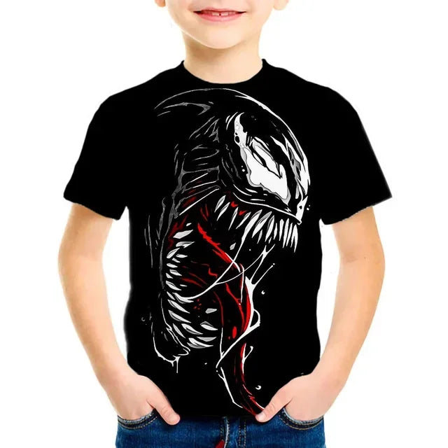 4-14 Years Kids Boys Venom Short Sleeve 3D T-shirts Tops Clothes Baby Boys Print Tees Children Clothing Kids Cartoon Outfit