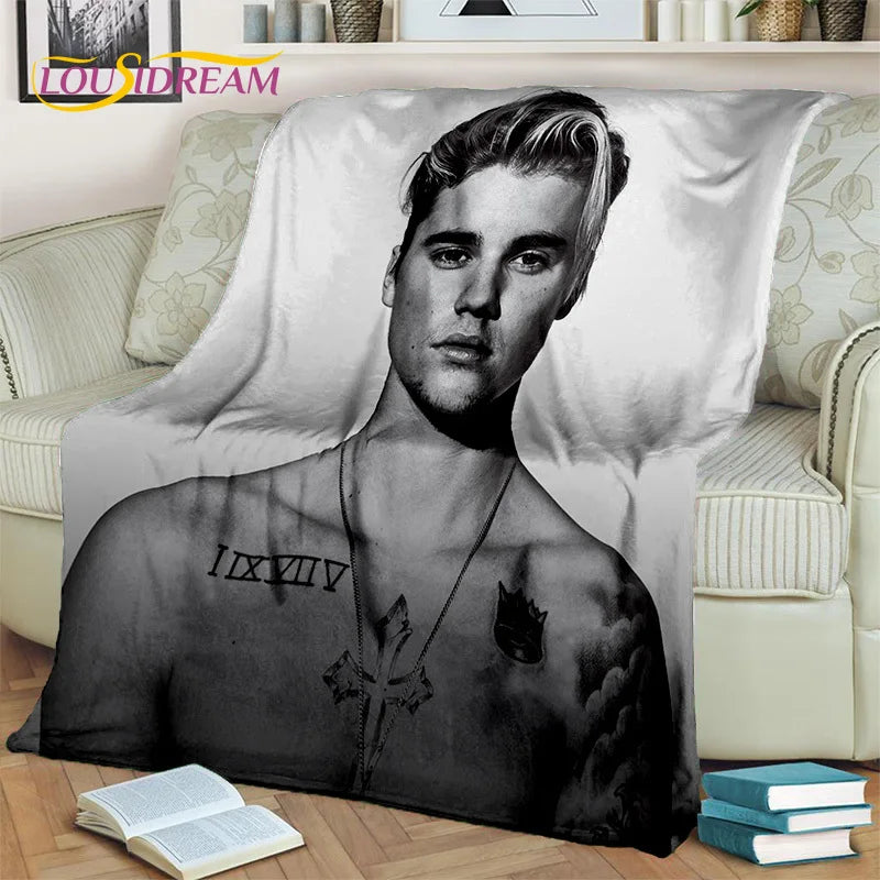 Popular Singer Justin Bieber JBiebs Blanket,Soft Throw Blanket for Home Bedroom Bed Sofa Picnic Travel Office Cover Blanket Kids