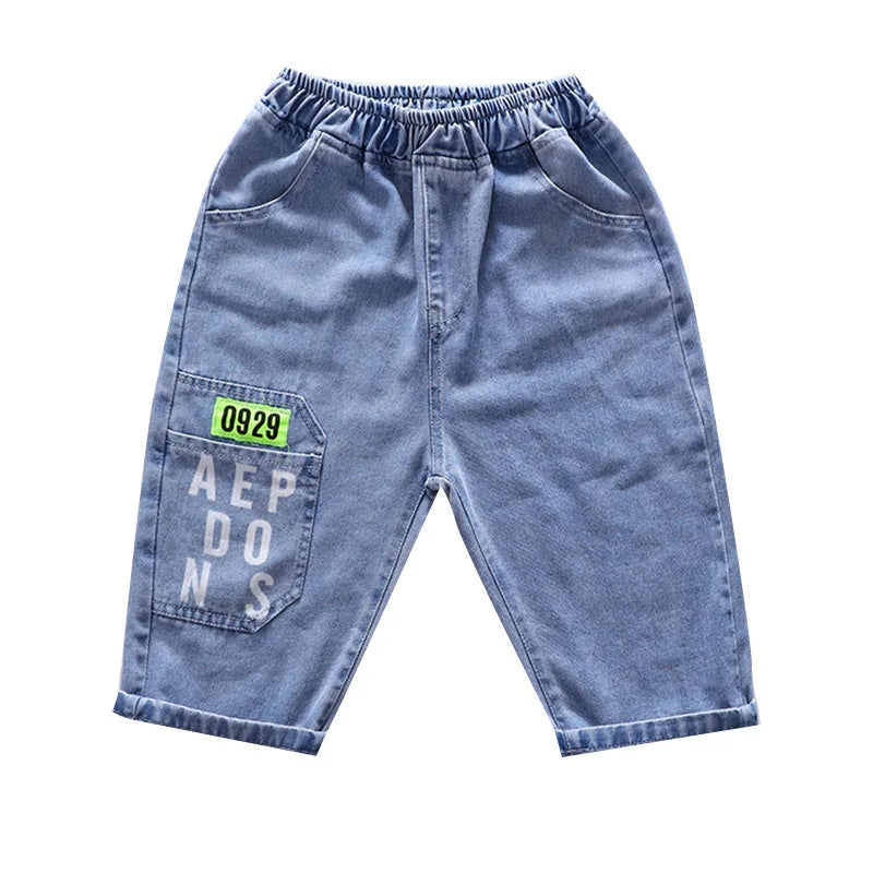 Teen Boys Shorts New Casual Alphabet Cotton Thin Denim Ffabric Children Short Jeans Clothing for Boy 4 6 8 10 12 14 16 Years