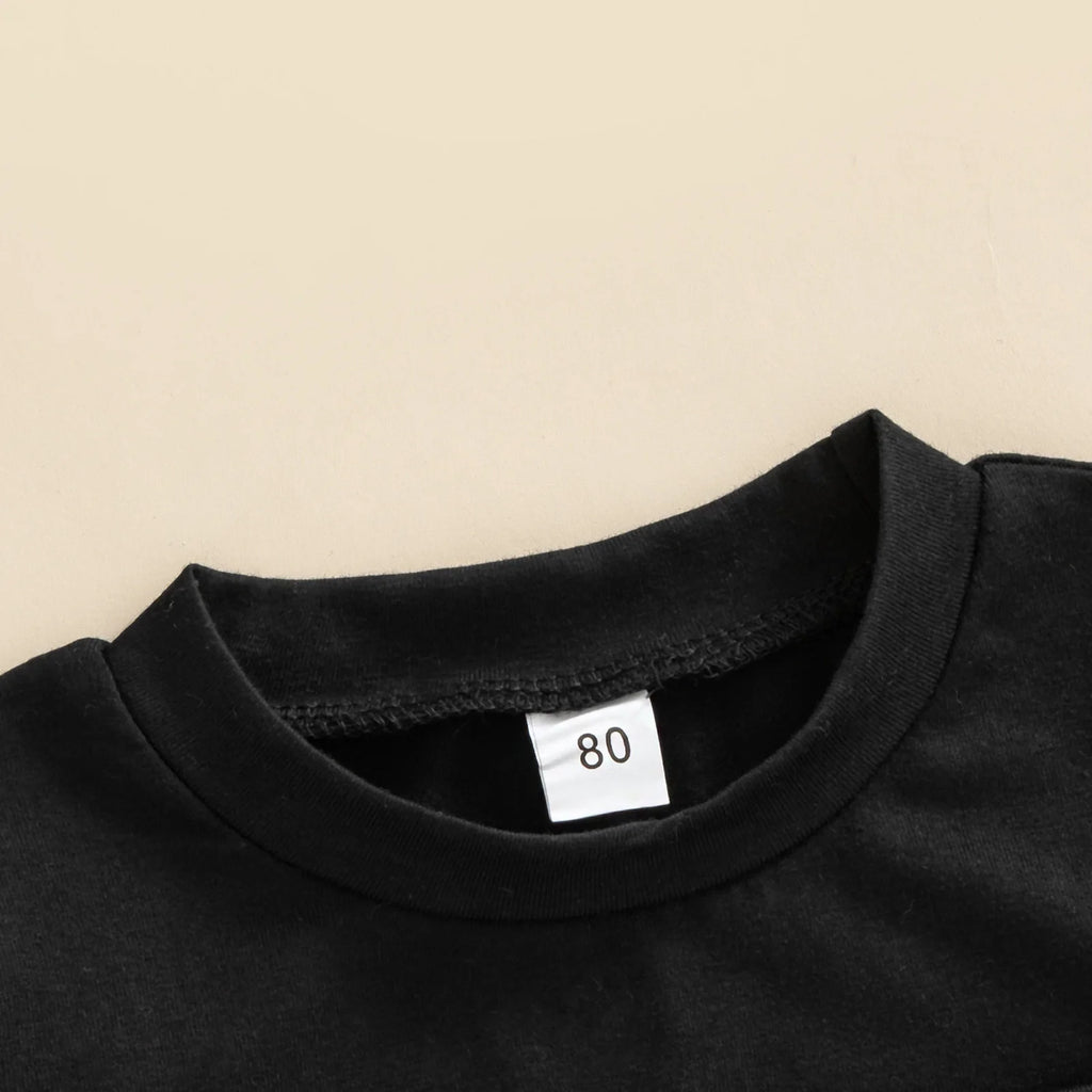 Summer Infant Baby Boys 2 Pieces Outfits Solid Color Round Neck Short Sleeve T-Shirt Tops + Ripped Jeans Denim Pants Set