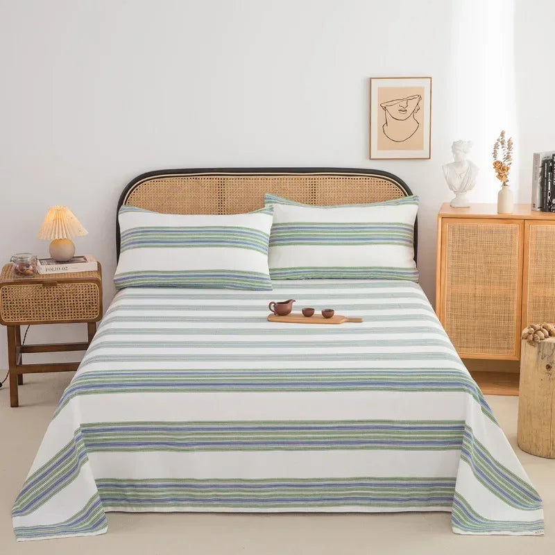 Soft 100% Cotton Coarse Cloth Bed Sheet Thick Sleep Naked Single Double Bedsheet Comfortable Durable Breathable Bed Sheets Queen