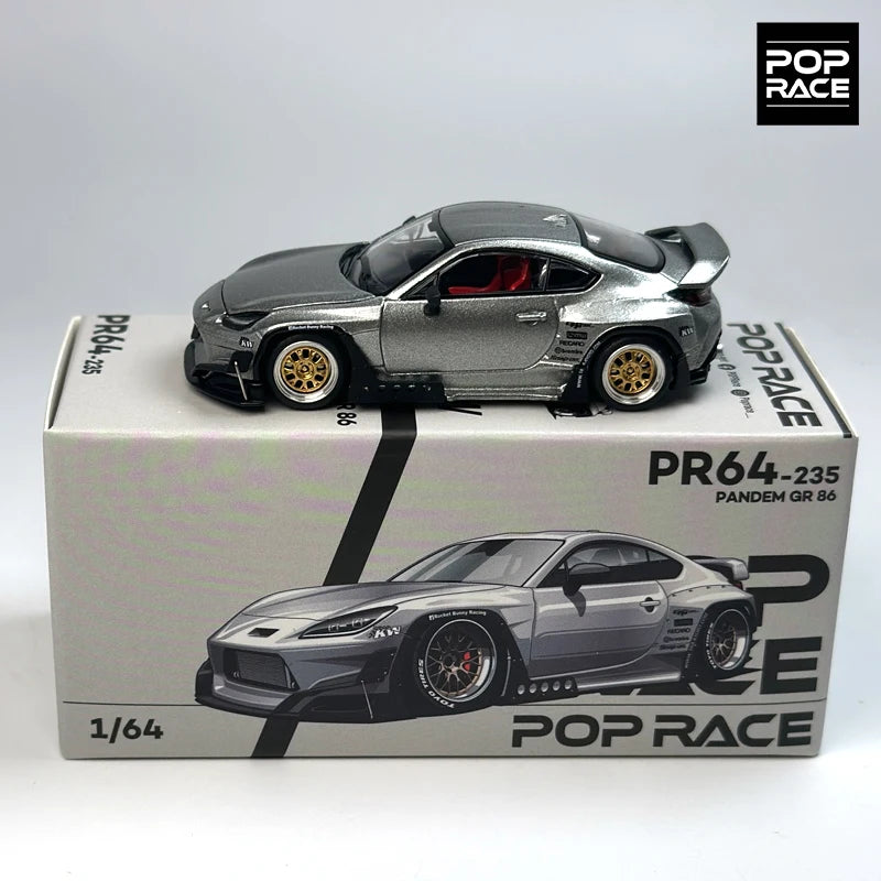 POPRACE 1:64 PANDEM GR86 Silver alloy car model 235