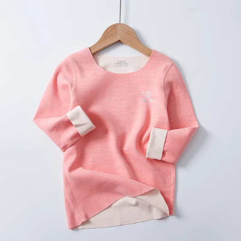 Children's T-shirt Winter Fleece Warm Long Sleeve Underwear for Boys Soft Cozy Home Girls Tops 13 14 15 Years Teens Kids Clothes
