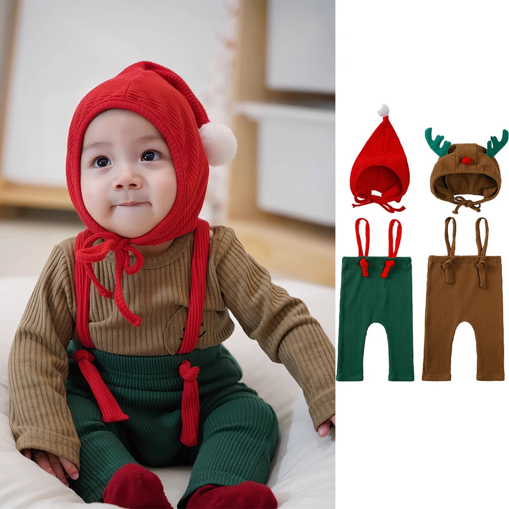 2025 Cute Newborn Knit Pants with Hat Baby Boys Girls Trousers Clothes Soild Cotton Toddler Outfits Infant Leggings Clothing