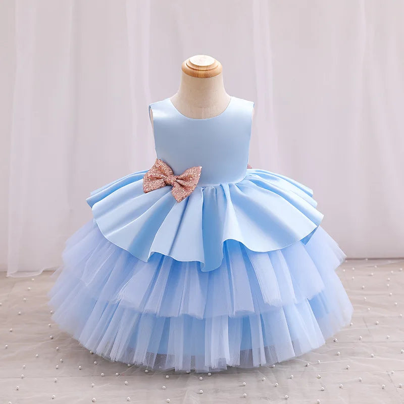 New Year Baby Girl Clothes Puffy Wedding Christmas Party Baptism Princess Dress Toddler 1st Birthday Party Infant Dress Gown