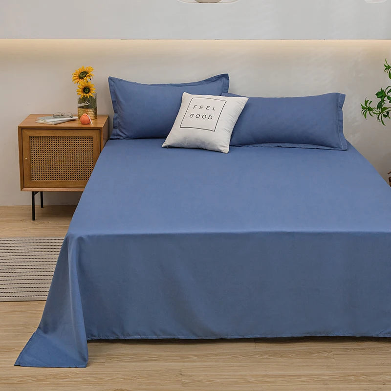 One-piece Bed Sheets (pillowcases Not Included) Washed White Navy Pink Grey Blue Hotel Bed Sheets Single and Double Home Use