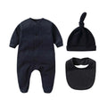 Baby Sets Boys Girls Clothing 100%Cotton Romper Solid Color Long Sleeve Bodysuits+Hat+Bib 3Pcs Set Spring Autumn Newborn Outfits