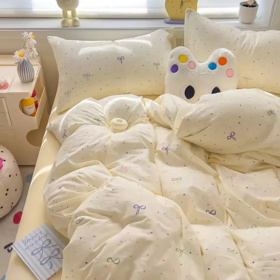 Bedding Set Simple Style Duvet Cover Pillowcase with Bedsheet Home Bedclothes Boys Girls Room Bed Sheet Sets 이불세트