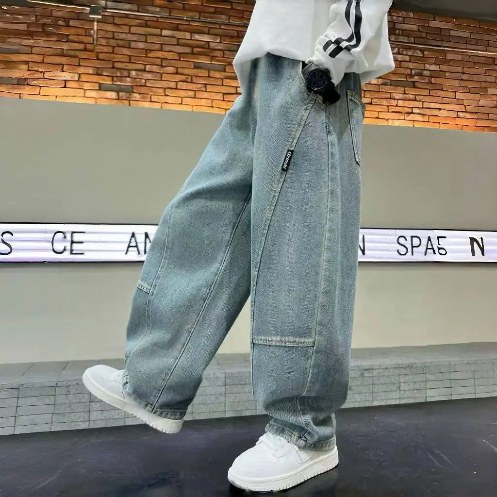 2025 New Boys' Loose Fit Jeans Spring Autumn Casual Long Pants for Tween Boys, Stylish Comfortable Denim Pants