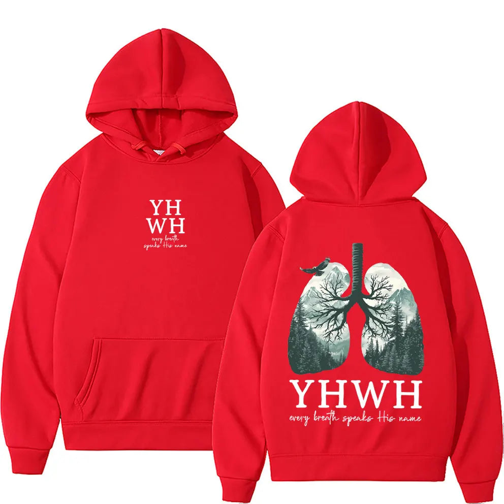 YHWH Lungs Christian Hoodie Every Breath Speak His Name Pullover Men Women Casual Fleece Cotton Hoodies Male Fashion Streetwear