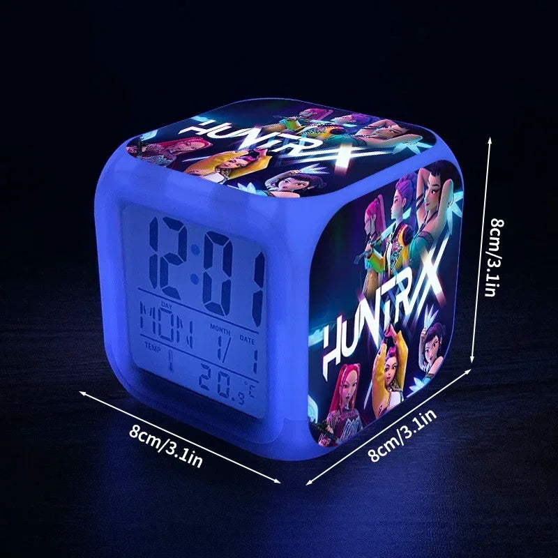 Kpop Demon Group Student Alarm Clock Colorful Digital Clock Children'S Room Anime Cartoon Demon Hunteri Alarm Clock Blind Box