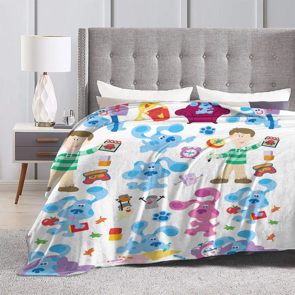 Blue's Clues Collage Blanket Warm Soft Novelty Plush Throw Blanket For Outdoor Camping Flannel Bedspread Bed Cover