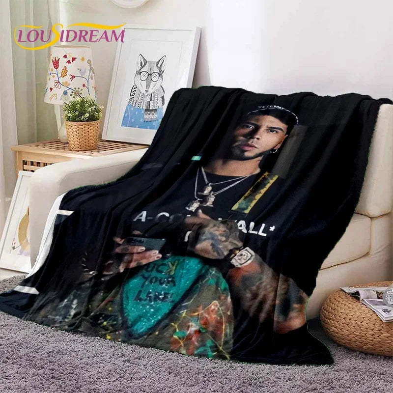 Free Anuel AA Rapper Hip Hop Singer Soft Flannel Blanket for Beds Bedroom Sofa Picnic,Throw Blanket for Outdoor Leisure Nap Gift