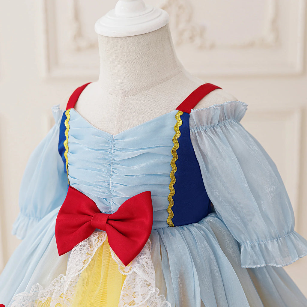 Baby Snow White Princess Girls Dress Carnival Halloween Christmas Costume Bow Birthday Party Prom Girl Dress Wedding Kids Clothe