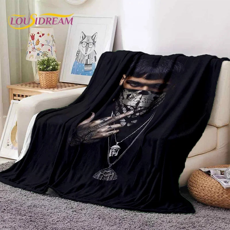 Free Anuel AA Rapper Hip Hop Singer Soft Flannel Blanket for Beds Bedroom Sofa Picnic,Throw Blanket for Outdoor Leisure Nap Gift