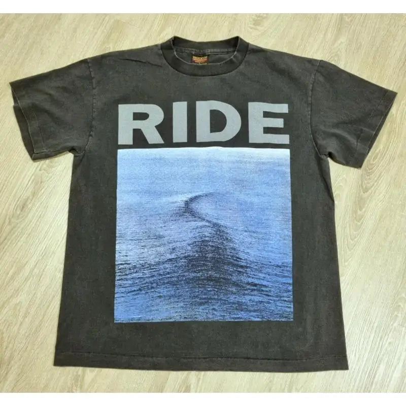 Vintage RIDE T Shirt L Nowhere Shoegaze Band Reprint 1990 Album Cover Going Blank