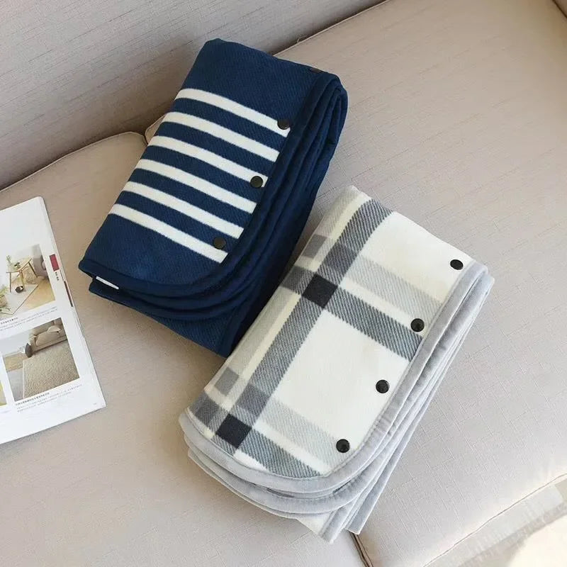 Wearable Plaid Fleece Blanket Polyester Blanket with Button Winte Warm Throws on Sofa Bed Travel Thicken Bedroom Plaids  Blanket