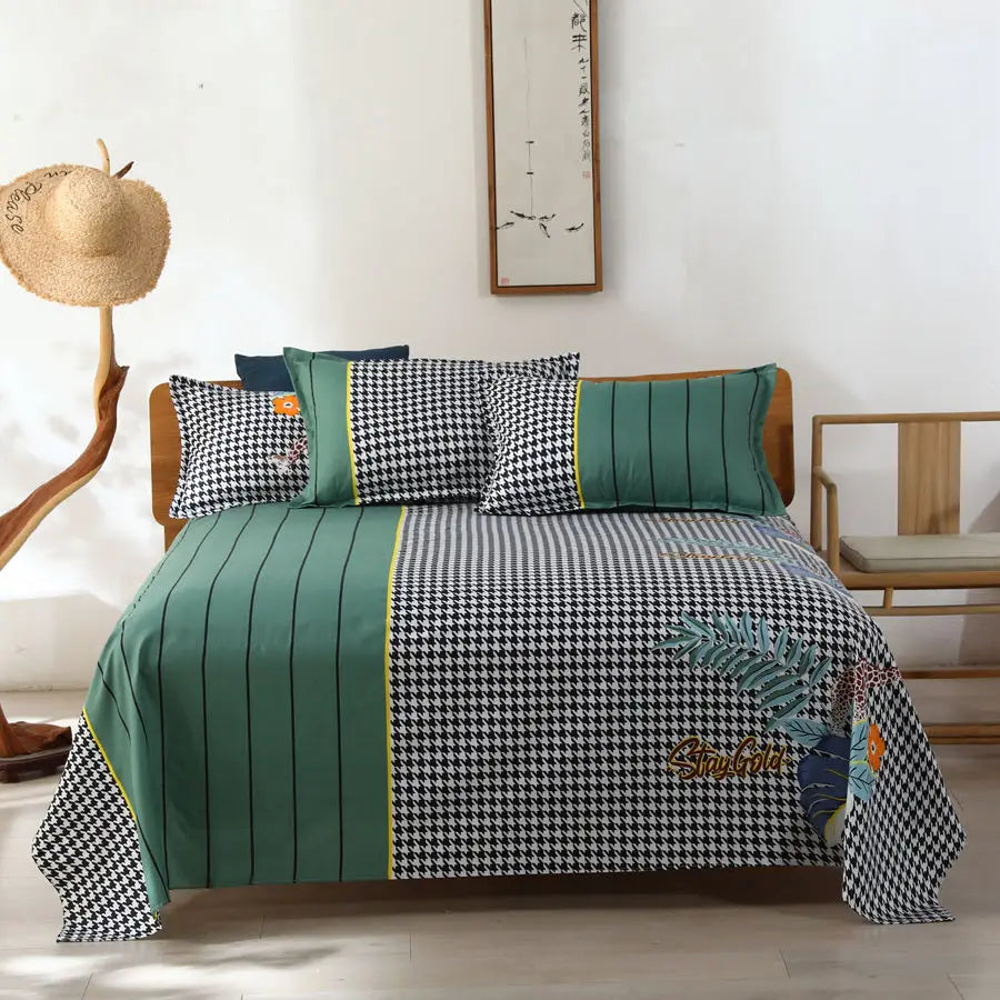 1Pcs Bed Sheet Home Textile Modern Polyester Cotton Flat Sheets Bed Linens Single Queen King Size Bedspread(No Pillow Covers)