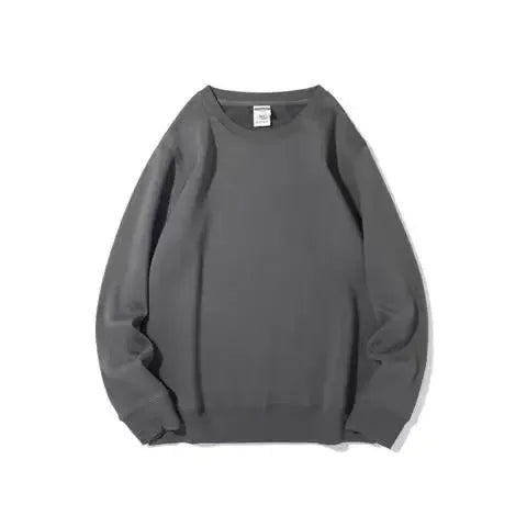 Autumn Heavyweight Cotton Round Neck Sweater Solid Loose Simple Sports Harajuku Top for Men and Women Pullover