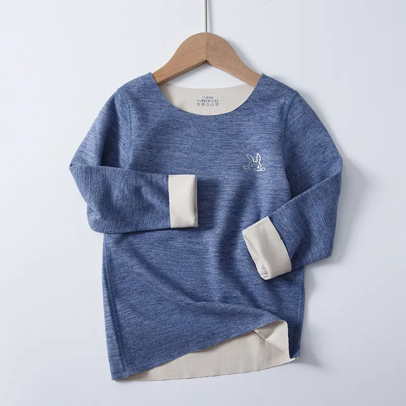 Children's T-shirt Winter Fleece Warm Long Sleeve Underwear for Boys Soft Cozy Home Girls Tops 13 14 15 Years Teens Kids Clothes