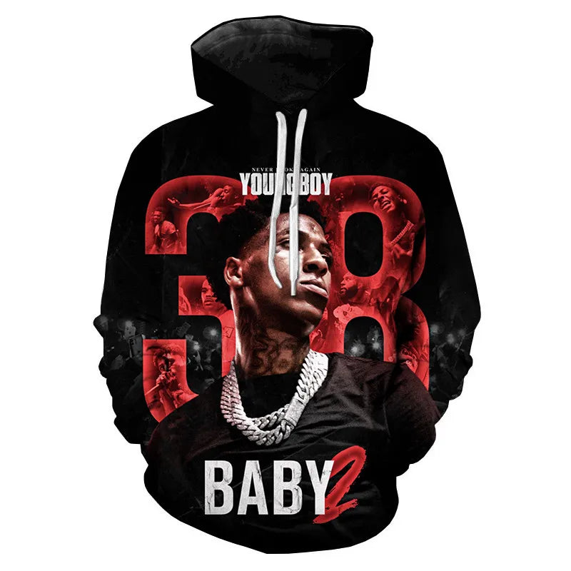 1 Piece Custom Your Picture Hoodies Rapper YoungBoy 3D Print Sweatshirts Men Women Hooded Oversized Hoodie Fashion Kids Pullover