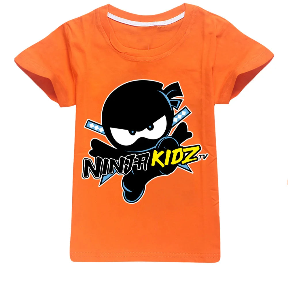 NINJA KIDZ Kids Clothes Summer Boys Fashion Short Sleeve T-Shirt Boys Graphic Tee Baby Girls Tops Children Pullover Hot Selling