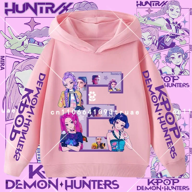 K-pop Demon Hunters girls' sportswear boys' casual shirt children's hooded shirt autumn-winter long-sleeve New model letter A-Z