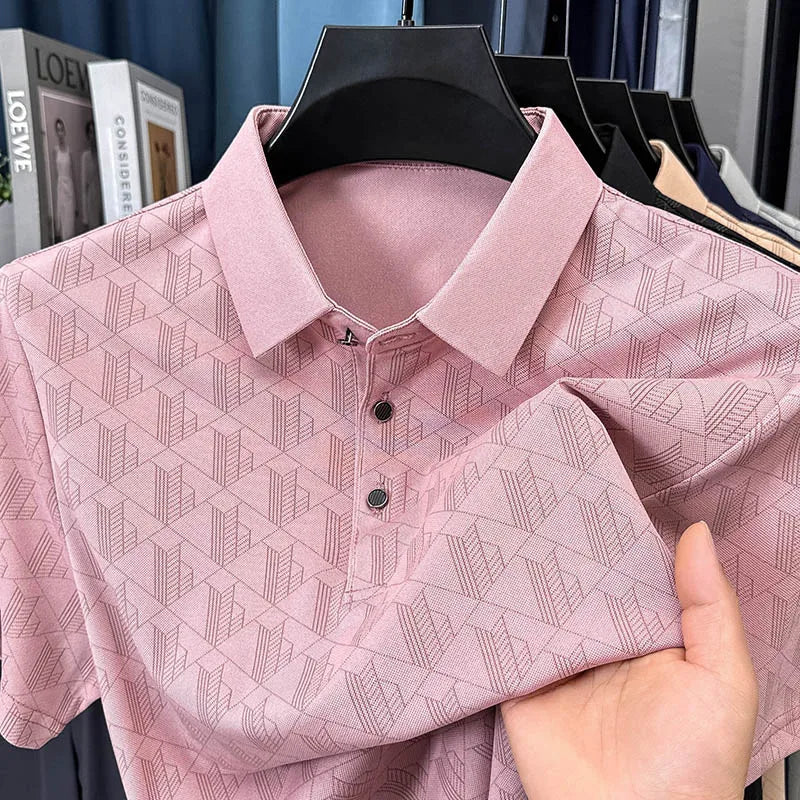 Men's New Short-Sleeved T-Shirt Summer Polo Shirt with a Stand-Up Collar Simple Casual Versatile Fashionable Trendy Men's Wear