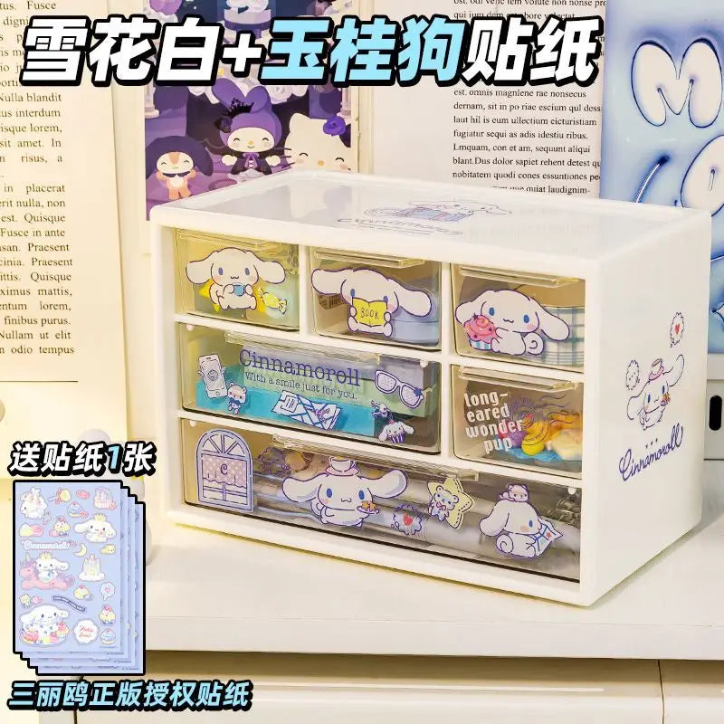 Sanrio Kuromi Cinnamoroll Kuromi sweet and cute student desktop girl storage box compartment drawer storage box peripheral gifts