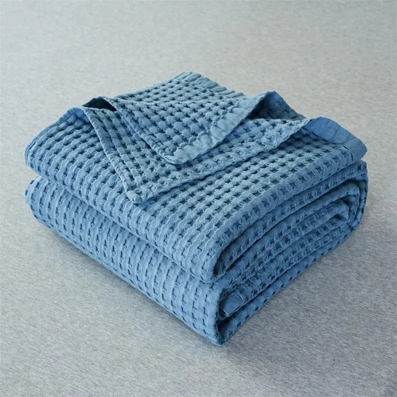 Cotton Blanket Waffle Plaid Bedspread for Single Double Twin Queen King Bed Sheet Sofa Cover Grey Blue White Sofa Blanket Throw
