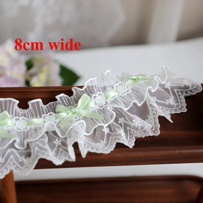 Off White Lace Ribbon Accessories Handmade DIY Extended Clothes Pleated Sewing Decorative Fabric Skirt Hem Fabric Lace Trim 1Yds