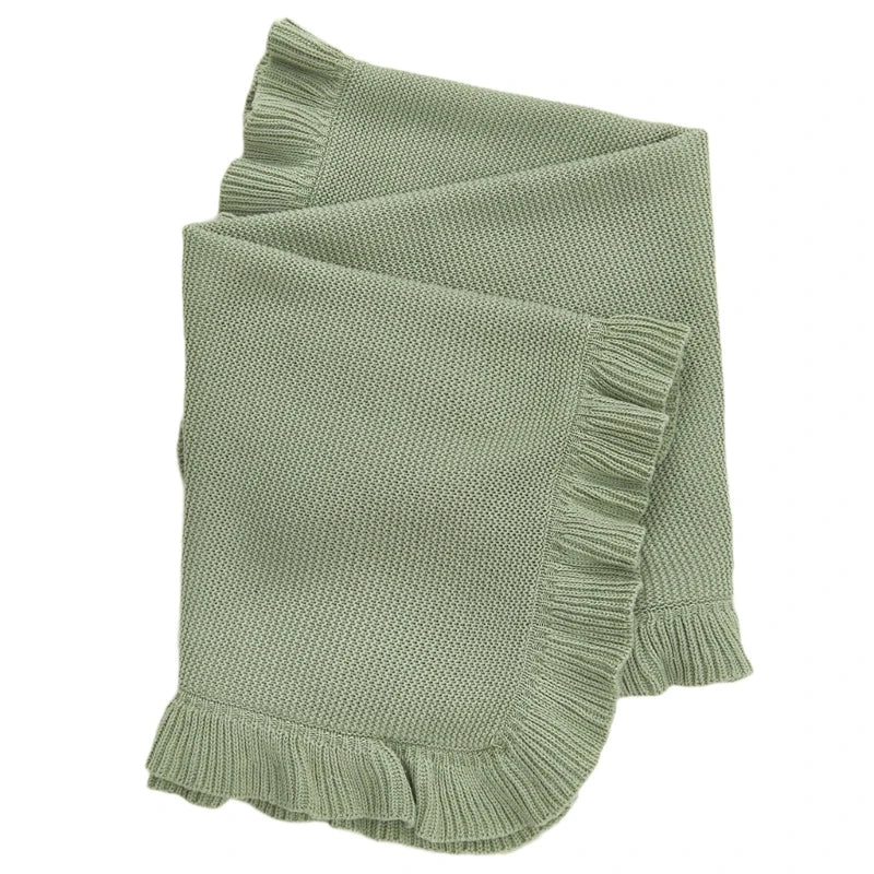 Baby Blanket for Newborns Cotton Ruffle Knitted Wrap Towel Soft and Breathable Bed Blanket for Autumn Winter 75x95cm