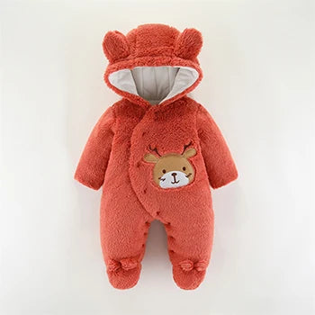 0 3 6 9 12 Months Newborn Baby Rompers Cute Christmas Elk Plush Infant Girl Overall Jumpsuit Autumn Winter Warm Baby Boy Clothes