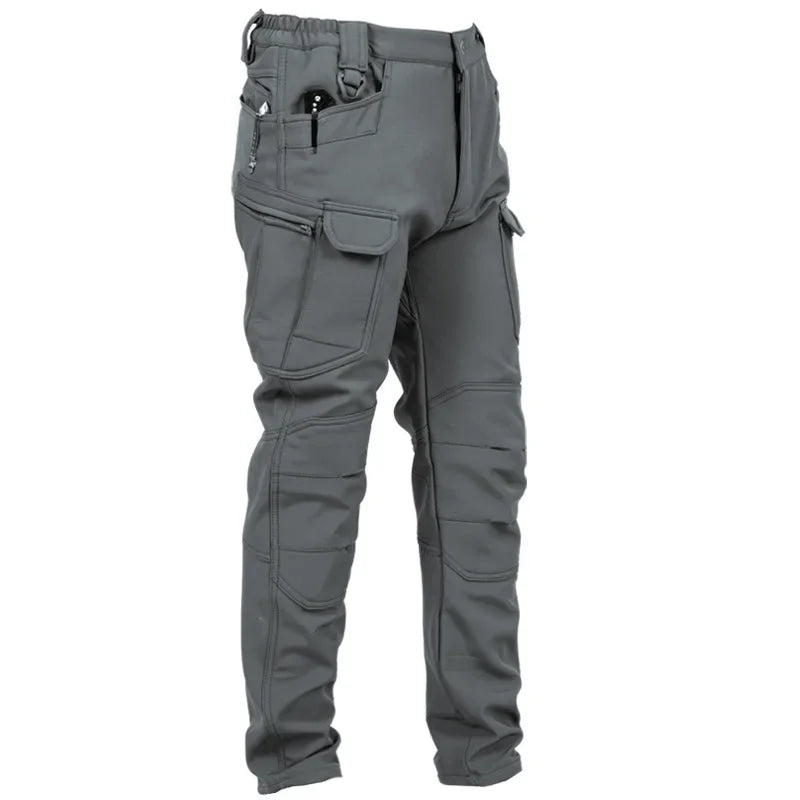 Men's Winter Pants Water Resistant Fleece Lined Snowboard Softshell Tactical Pants with Multi-Pockets Outdoor Work Pants