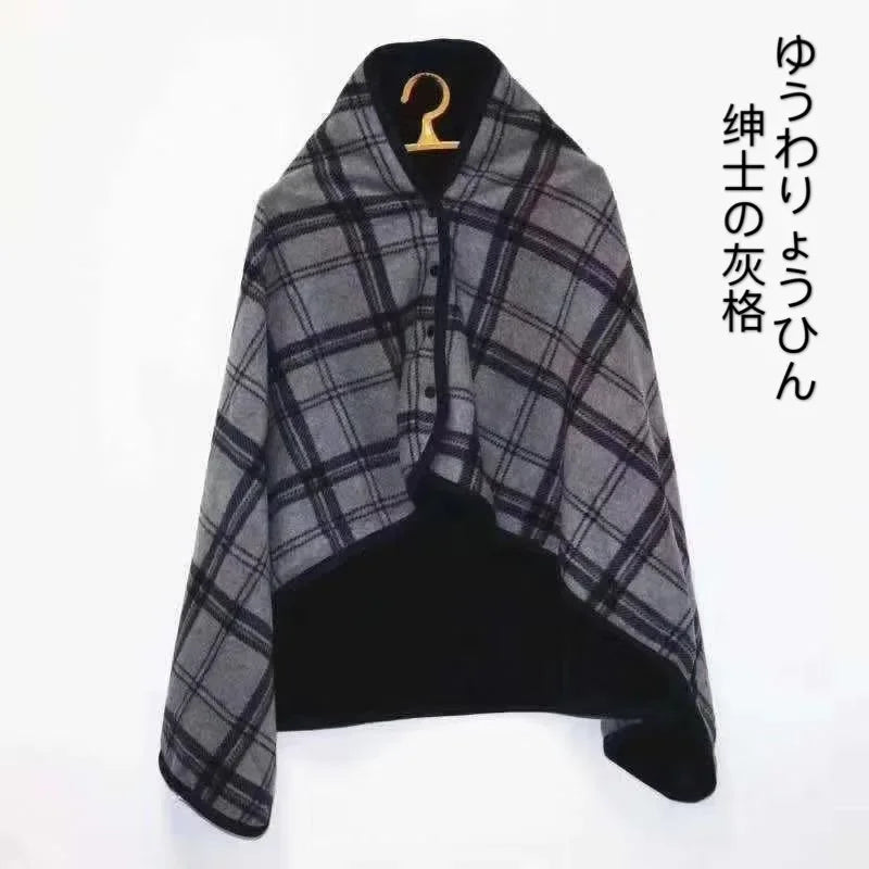 Wearable Plaid Fleece Blanket Polyester Blanket with Button Winte Warm Throws on Sofa Bed Travel Thicken Bedroom Plaids  Blanket