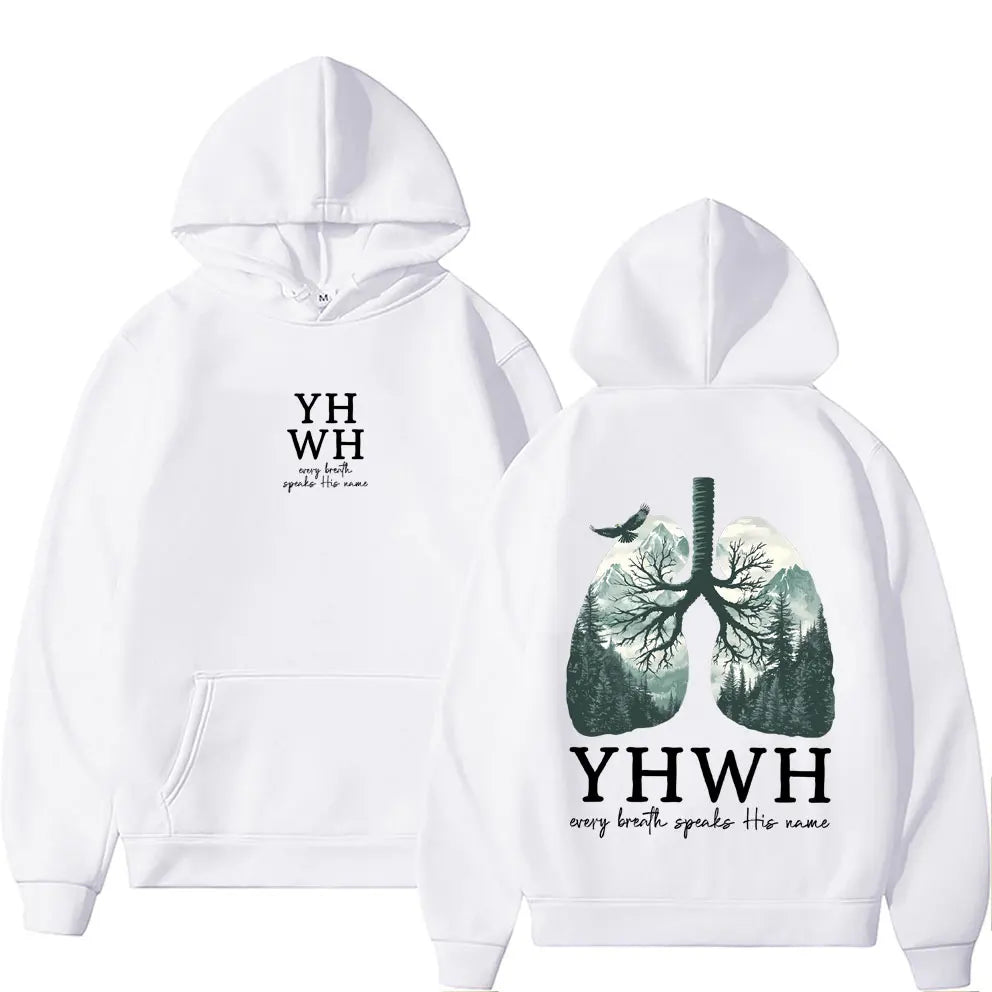 YHWH Lungs Christian Hoodie Every Breath Speak His Name Pullover Men Women Casual Fleece Cotton Hoodies Male Fashion Streetwear