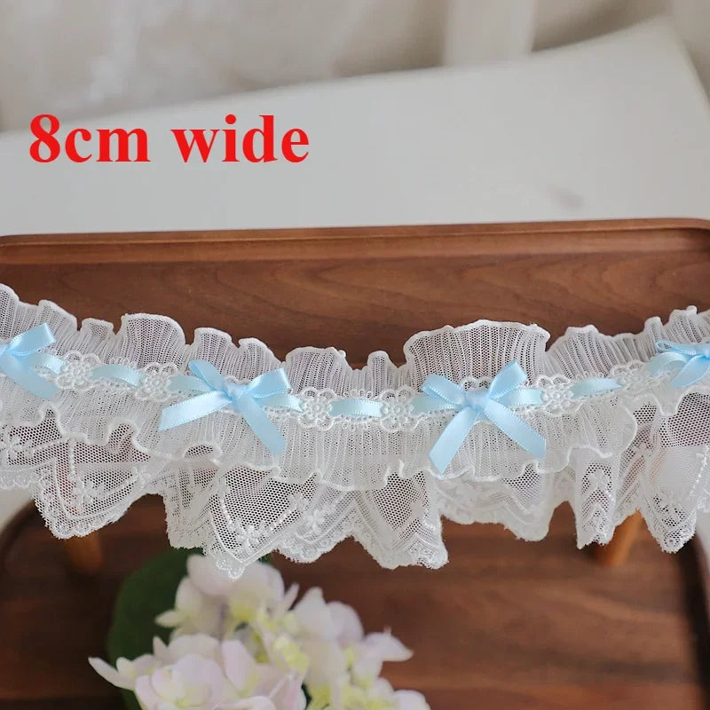 Off White Lace Ribbon Accessories Handmade DIY Extended Clothes Pleated Sewing Decorative Fabric Skirt Hem Fabric Lace Trim 1Yds