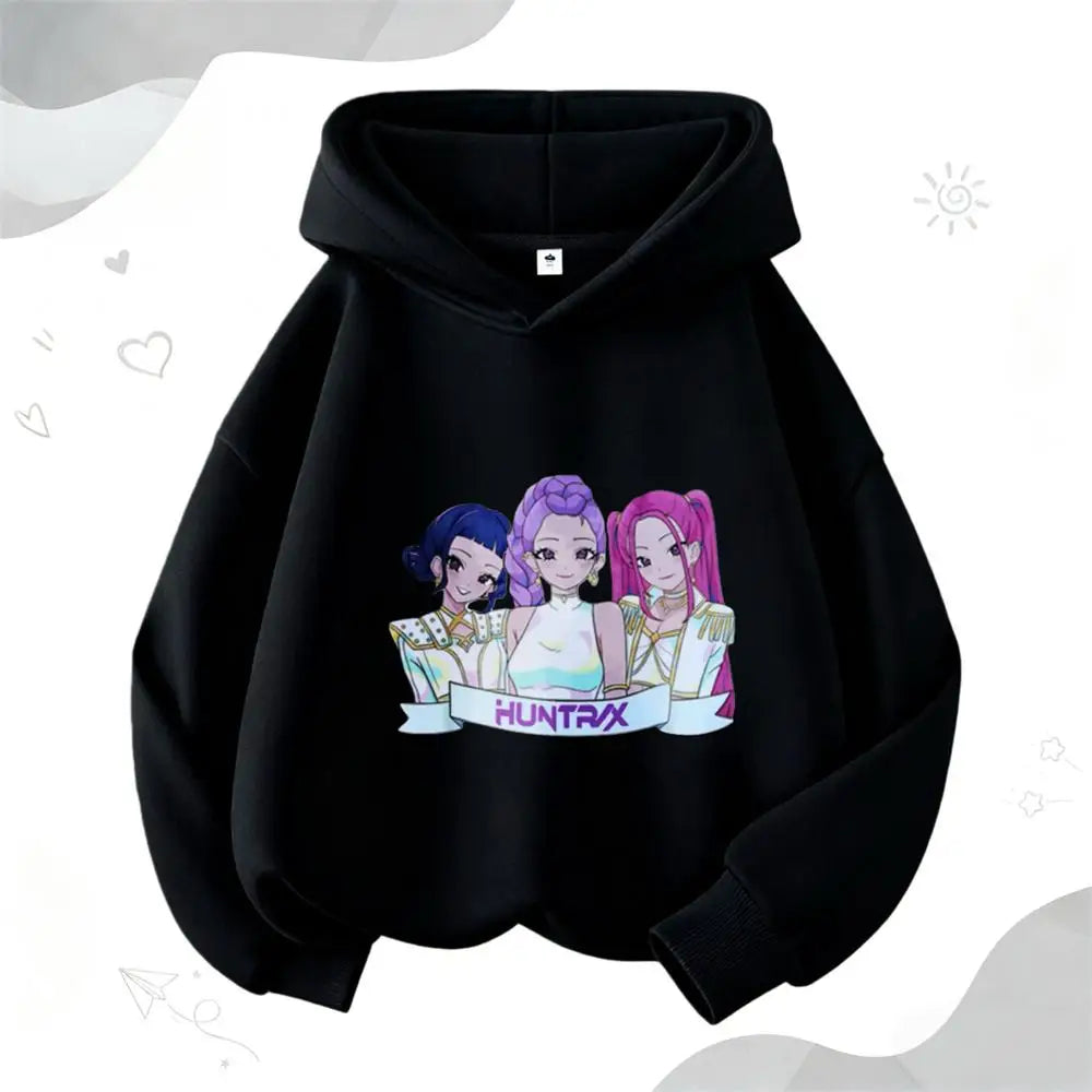 Cartoon Hooded Tops For Girls Child New Fashion Casual Clothing Lovely Simple Hoodies Long Sleeve Popular Spring Autumn Wear