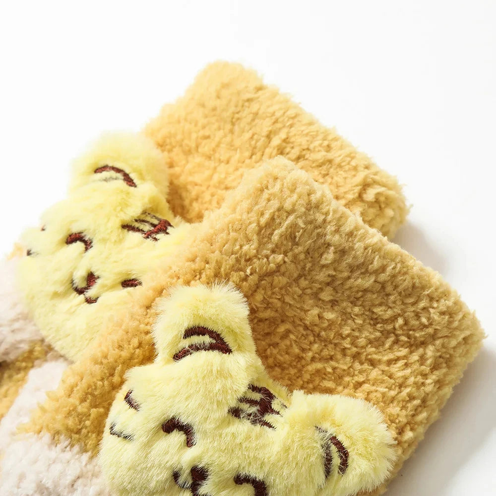 Cute Cartoon Baby Socks Winter Coral Fleece Thickened Baby Long Tube Newborn Boy Girls Non-slip Children's Floor Socks