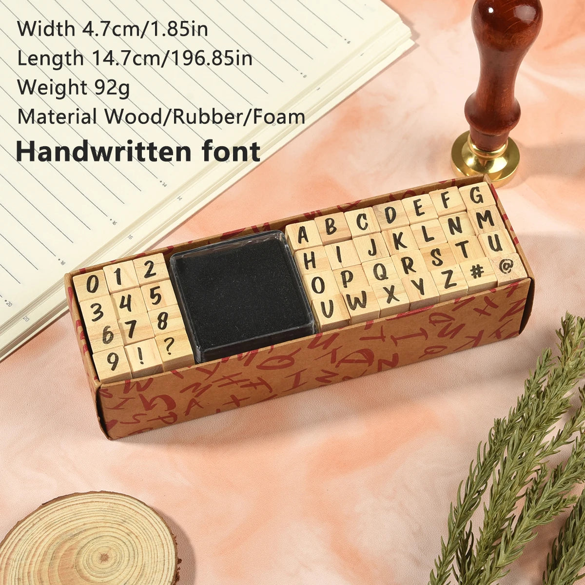 40Pcs Alphabet Stamps Vintage Wooden Rubber Letter Standard Stamp Set for Craft Card Making Planner Scrapbooking Journals