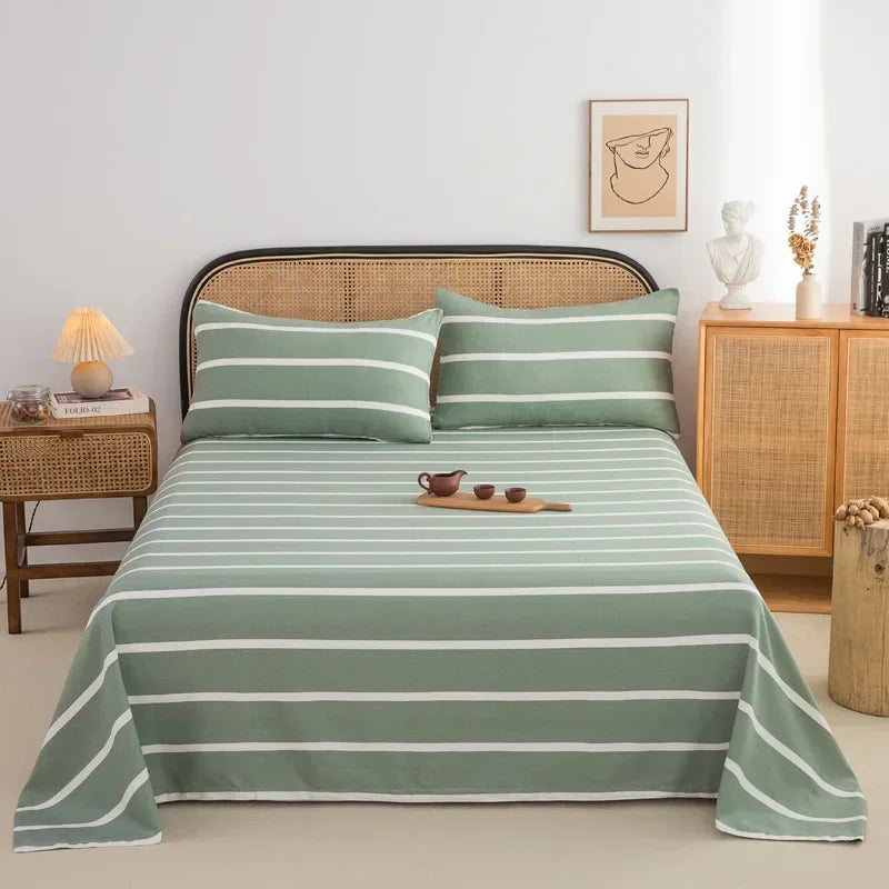 Soft 100% Cotton Coarse Cloth Bed Sheet Thick Sleep Naked Single Double Bedsheet Comfortable Durable Breathable Bed Sheets Queen