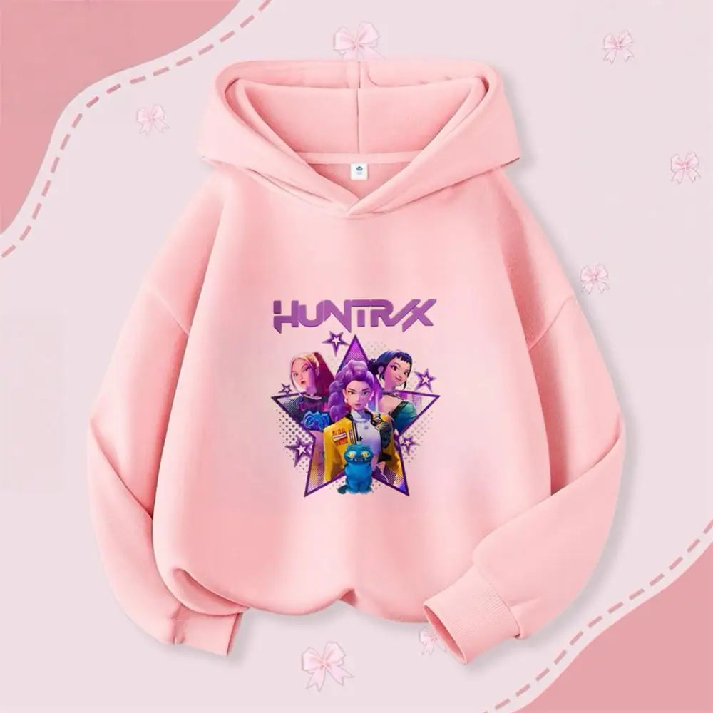 Cartoon Hooded Tops For Girls Child New Fashion Casual Clothing Lovely Simple Hoodies Long Sleeve Popular Spring Autumn Wear