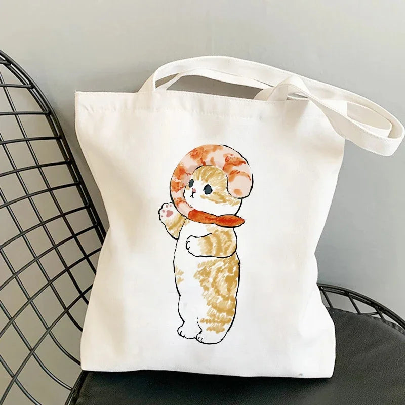 Tote Bag Shoulder Bags for Girls Fashion Canvas Bags Handbags Casual Girl Shopper Bag Kawaii Cats Cute Animal Bags Shopping Bag