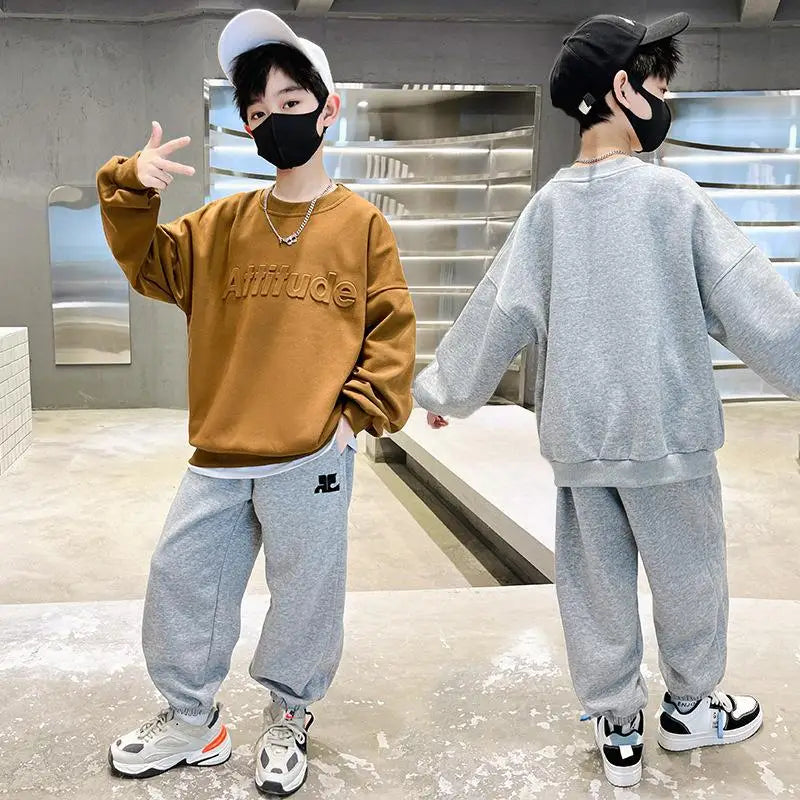 Teenager Clothing Sets Boys Sports Autumn Suit New Children's Spring Letter Tracksuit Kids Casual Sweatshirts+Pants 2Pcs Outfits