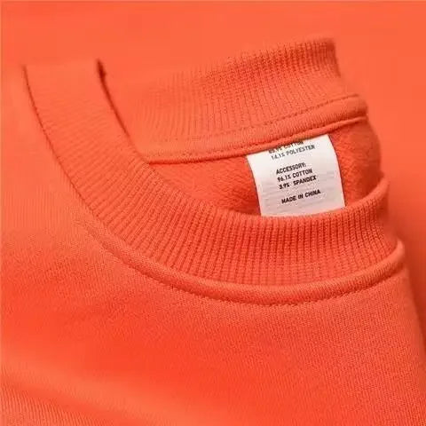 Autumn Heavyweight Cotton Round Neck Sweater Solid Loose Simple Sports Harajuku Top for Men and Women Pullover