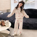 Girls Fleece Suits Kids Warm Padded Pajamas+Pants 2Pcs Outfits Children Autumn Winter Sets Teenager Soft Comfortable Clothing
